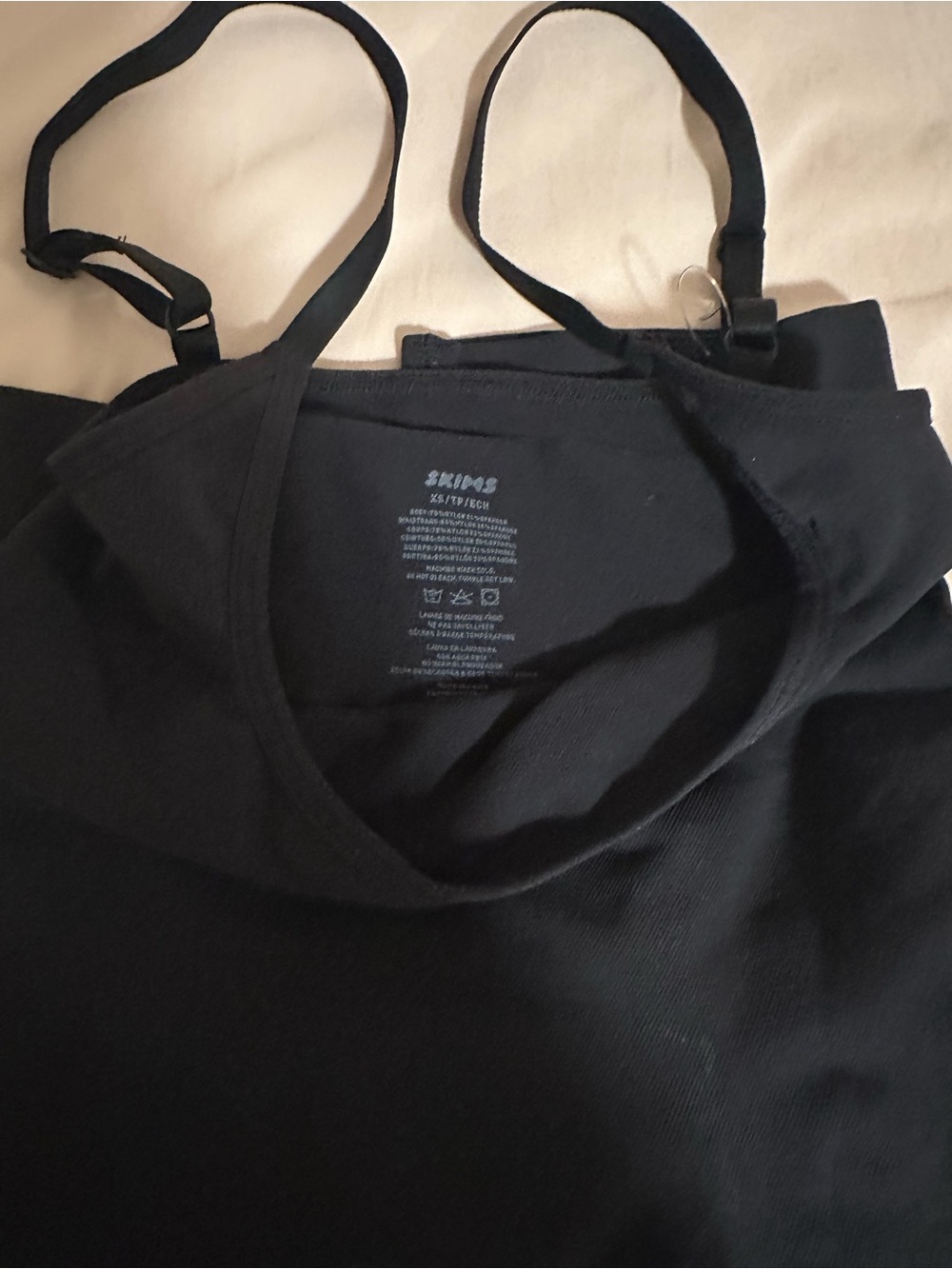 SKIMS Black Ribbed Cami with Adjustable Straps